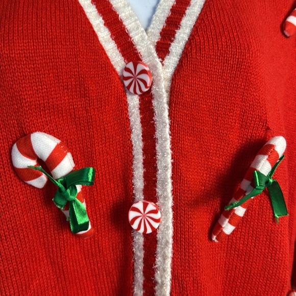 No comment NYLA medium Christmas, candy, cane cardigan, red white striped - Picture 6 of 12